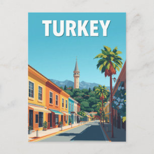 Türkei Farbige Straße Vintage Reise Kunst Postkarte
