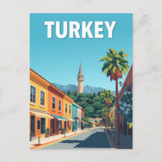 Türkei Farbige Straße Vintage Reise Kunst Postkarte