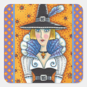 TÜRKEI FEATHER WITCH, EIN SALEM-ERNTEDANK, FOLG QUADRATISCHER AUFKLEBER