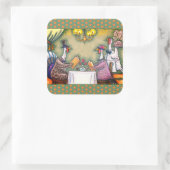 TÜRKEI, FEINSESSEN, ERNTEDANK BIRD SPASS QUADRATISCHER AUFKLEBER (Tasche)