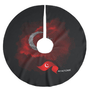 Türkei-Flagge Polyester Weihnachtsbaumdecke
