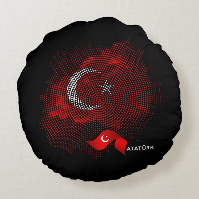 Türkei-Flagge Rundes Kissen (Rückseite)