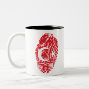 Türkei Flaggen-Fingerabdruck Land-Kennziffer Zweifarbige Tasse