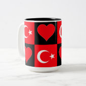 Türkei Flaggen Herz Muster Fun Patriotic Türkisch Zweifarbige Tasse (Vorderseite Links)