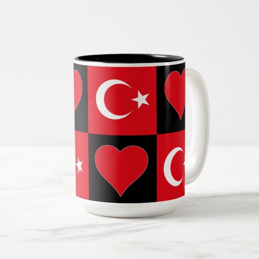 Türkei Flaggen Herz Muster Fun Patriotic Türkisch Zweifarbige Tasse (VorderseiteRechts)