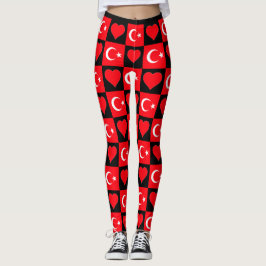 Türkei Flaggen Herz Muster Niedliche patriotische  Leggings