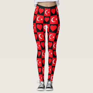 Türkei Flaggen Herz Muster Niedliche patriotische Leggings