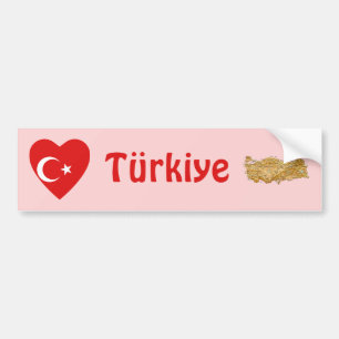 Türkei Flaggenherz + Karte Autoaufkleber