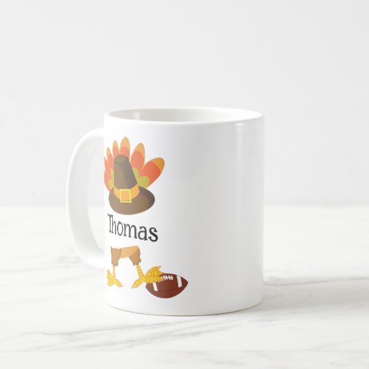 Türkei Football Erntedank Cartoon Kaffeetasse (Vorderseite Links)