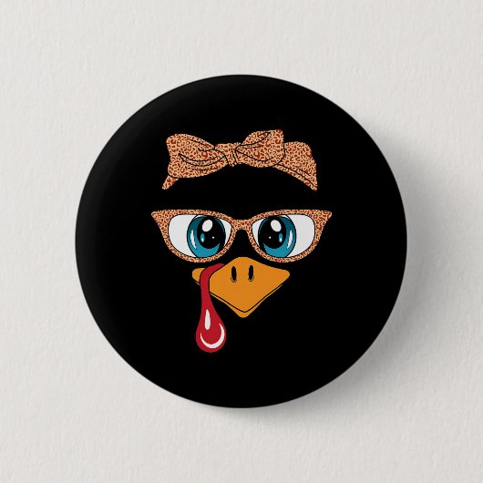 Türkei gegenüber Eyelashes Leopard Gles Funny Than Button (Vorderseite)
