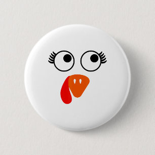 Türkei Gesicht Eyelashes Halloween Erntedank Funny Button