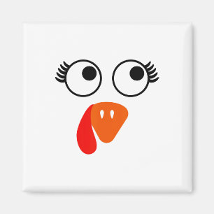 Türkei Gesicht Eyelashes Halloween Erntedank Funny Magnet