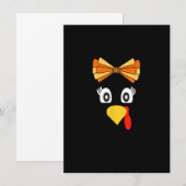 Türkei Gesicht Girl Retro Bow Friendsgiving Thanks Einladung (Vorne/Hinten)