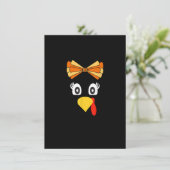 Türkei Gesicht Girl Retro Bow Friendsgiving Thanks Einladung (Stehend Vorderseite)