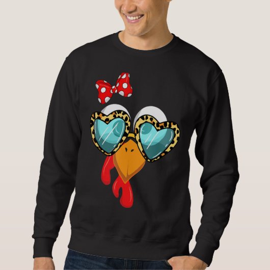 Turkei Gesicht Leopard Print Gläser Wome Sweatshirt (Vorderseite)