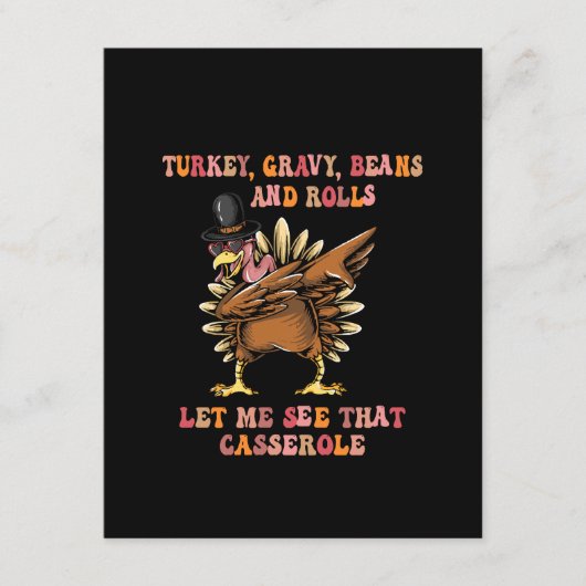 Türkei Gravy Bohnen und Rolls Gelassen Begleitkarte (Vorderseite)