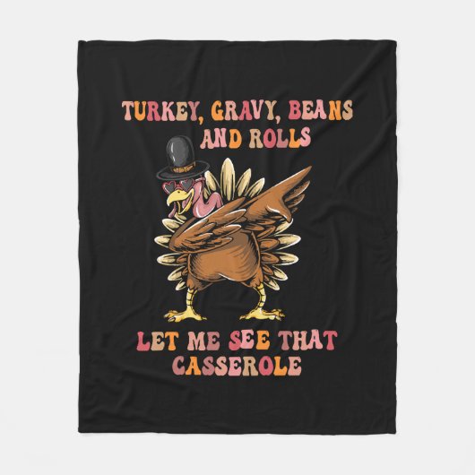 Türkei Gravy Bohnen und Rolls Gelassen Fleecedecke (Vorderseite)