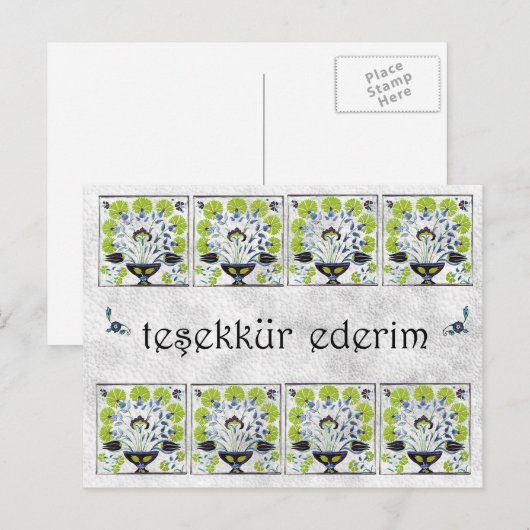 TÜRKEI - Grüner Tile - Vielen Dank Postkarte (Vorne/Hinten)