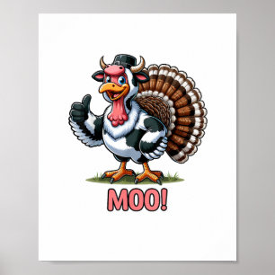 Türkei in Kuhkostüm, Moo Funny Erntedank Poster