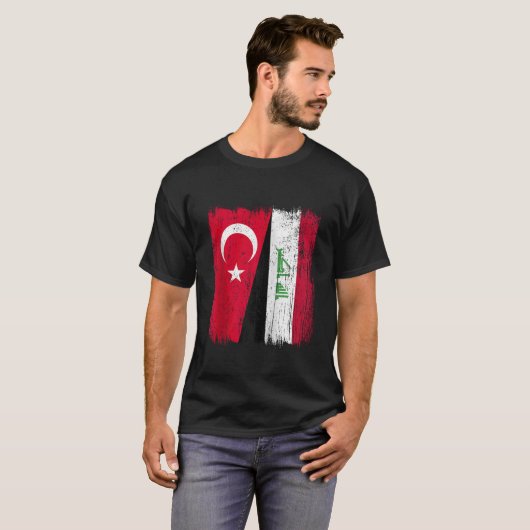 Türkei Irak Halbfahne Türkisches Irakisches Jersey T-Shirt (Vorne ganz)