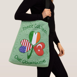 Türkei Irland USA Kleeblatt Flag Personalisiert Tragetaschen Mit Langen Trägern