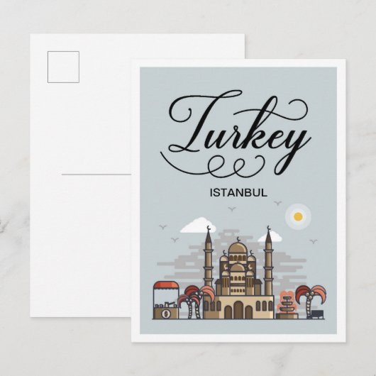 Türkei Istanbul Kunstreise Illustration Postkarte (Vorne/Hinten)