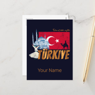 Türkei Istanbul Vintage-Flagge Türkei Souvenir Feiertagspostkarte