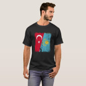 Türkei Kasachstan Halbfahne Türkisches Kasachstan T-Shirt (Vorne ganz)