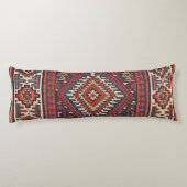 Türkei Kilim Aztec Red Blue Tan Seitenschläferkissen (Rückseite)