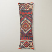 Türkei Kilim Aztec Red Blue Tan Seitenschläferkissen (Vorderseite Vertikal)