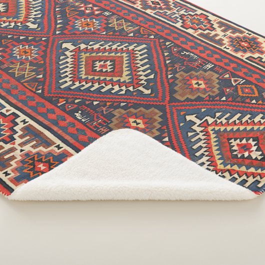 Türkei Kilim Aztec Red Blue Tan  Sherpadecke (3/4)