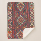 Türkei Kilim Aztec Red Blue Tan  Sherpadecke (Vorderseite)