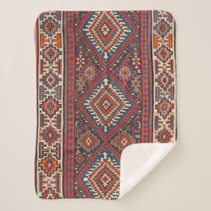 Türkei Kilim Aztec Red Blue Tan  Sherpadecke