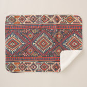 Türkei Kilim Aztec Red Blue Tan Sherpadecke (Vorderseite (Horizontal))