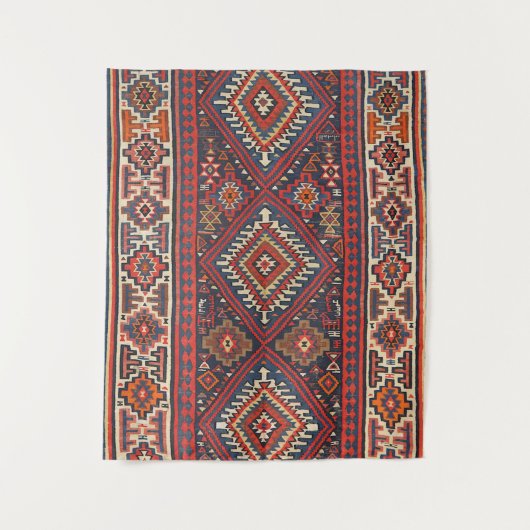 Türkei Kilim Aztec Red Blue Tan  Wandteppich (Vorderseite)
