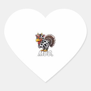 Türkei Kuh Kostüm Erntedank Funny Turkey Moo Herz-Aufkleber