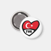 Türkei Ländercode Flaggenherz, TUR Magnet (Vorderseite/Rückseite)
