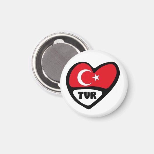 Türkei Ländercode Flaggenherz, TUR Magnet (Vorderseite/Rückseite)
