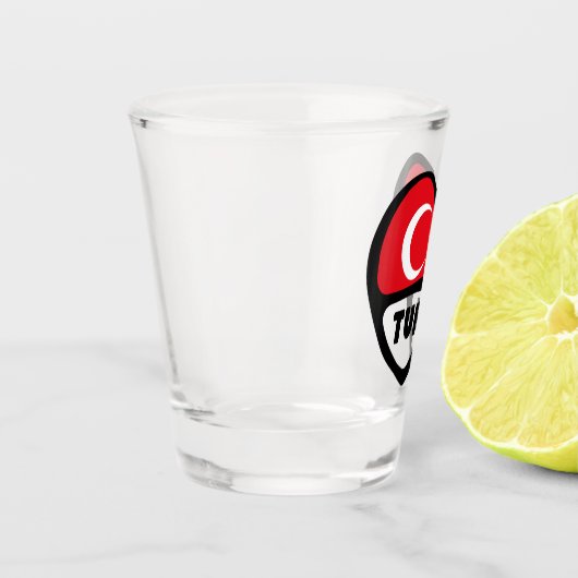 Türkei Ländercode Flaggenherz, TUR Schnapsglas (Links)