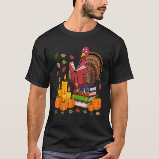 Türkei Lesen Bücher Fall Erntedank Lehrer Bogen T-Shirt (Vorderseite)