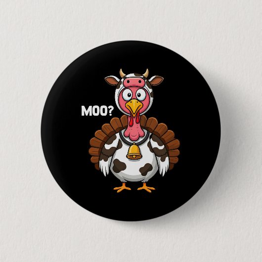Türkei Moo Cow Funny Erntedank Button (Vorderseite)
