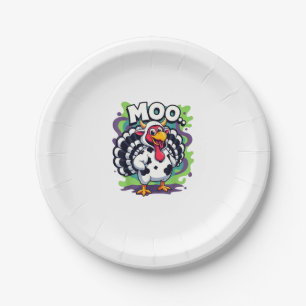 Türkei Moo Cow Funny Erntedank - Niedliche Türkei Pappteller
