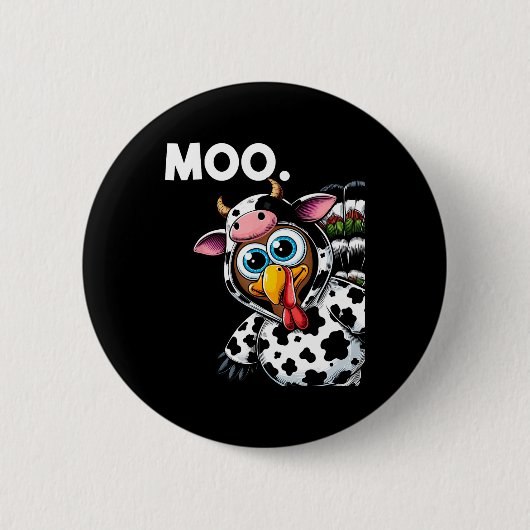 Türkei Moo Cow Kostüm Witziger Erntedank Hallowee Button (Vorderseite)