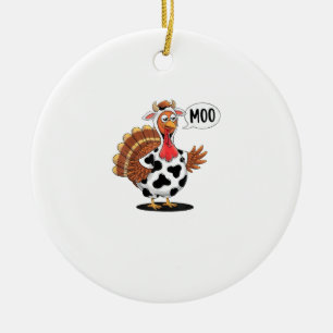 Türkei Moo Erntedank Funny Turkey Kuh Moo Famile Keramik Ornament