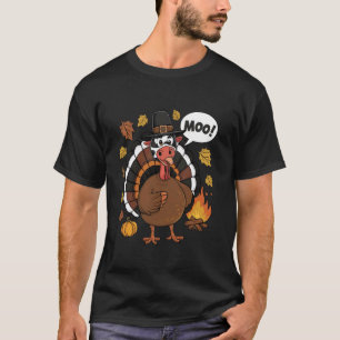Türkei Moo Funny Erntedank Niedliche Truthühner Fa T-Shirt