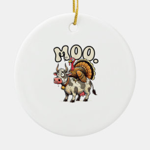 Türkei Moo Riding Kuh Funny Erntedank Keramik Ornament