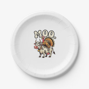 Türkei Moo Riding Kuh Funny Erntedank Pappteller