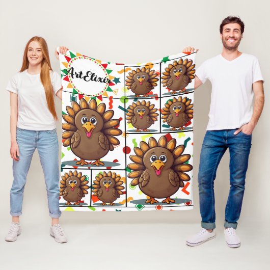 Türkei Niedlich Kawaii Brown Print Fleecedecke (Beispiel)