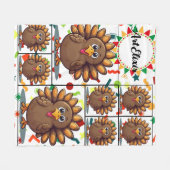 Türkei Niedlich Kawaii Brown Print Fleecedecke (Vorderseite (Horizontal))