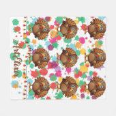 Türkei Niedlich Kawaii Brown Print Fleecedecke (Vorderseite (Horizontal))